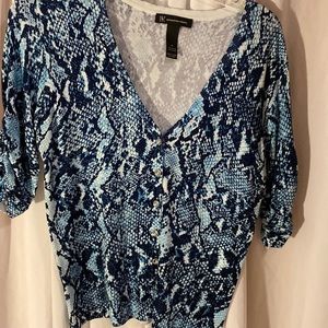 INC blue python cardigan